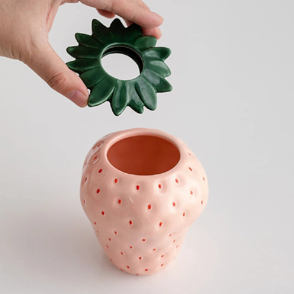 Strawberry ceramic vase flowerpot living room home decoration and ornaments