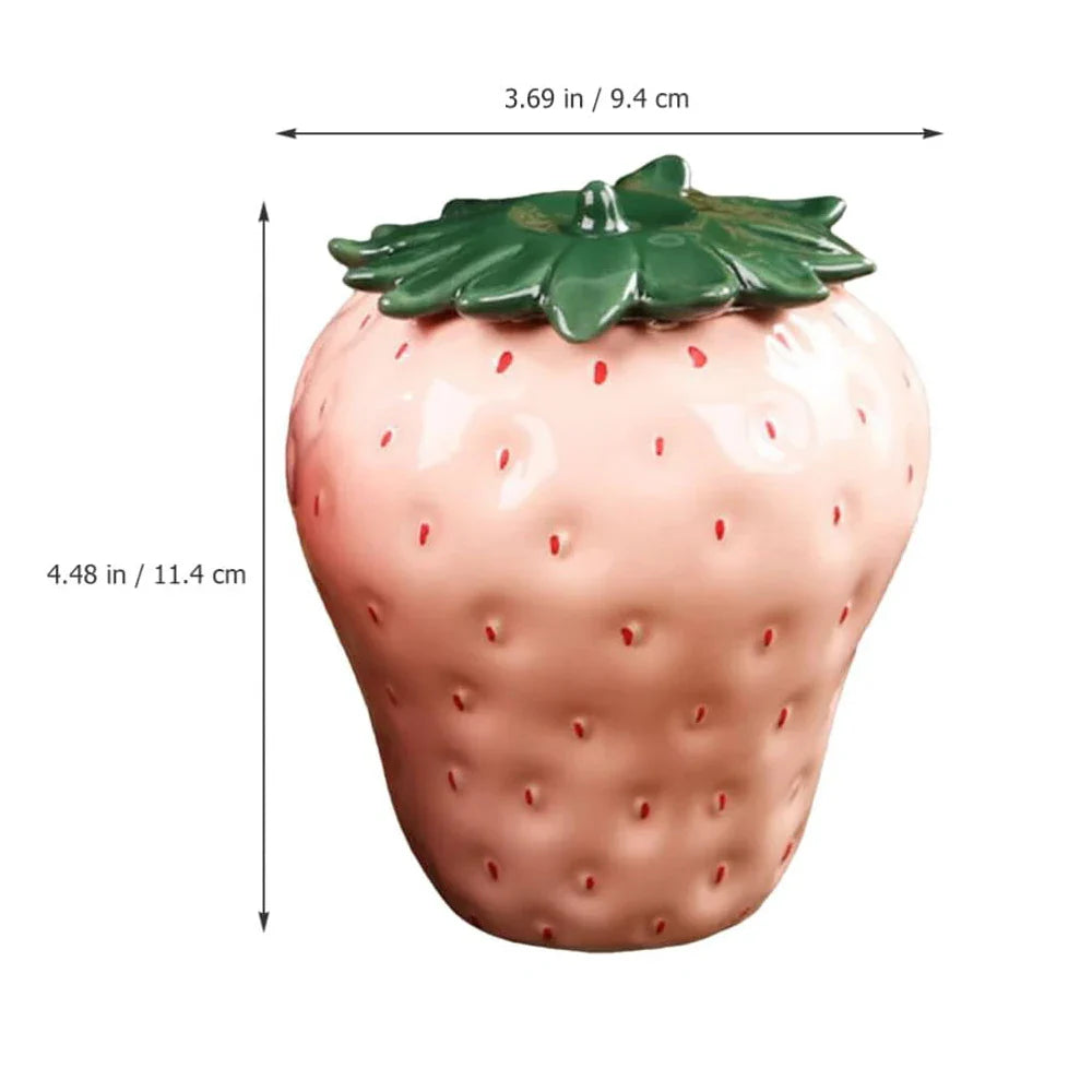 Strawberry shaped ceramic jar food storage jar tea jar sealed tea coffee jar spice nut snack sugar salt storage jar