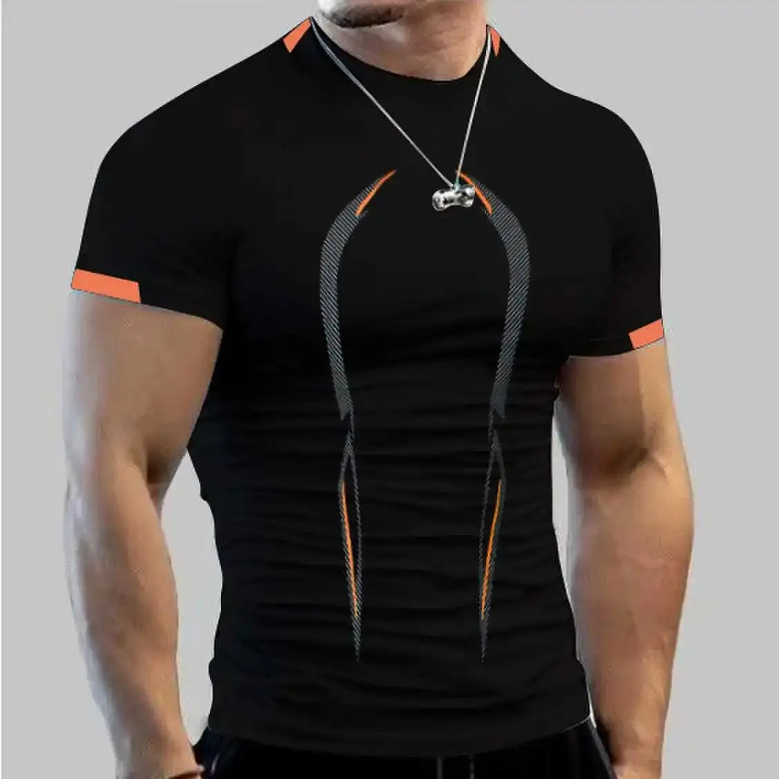 Summer men’s fitness sports training Breathable short sleeve quick drying clothes men’s sports fashion short sleeve