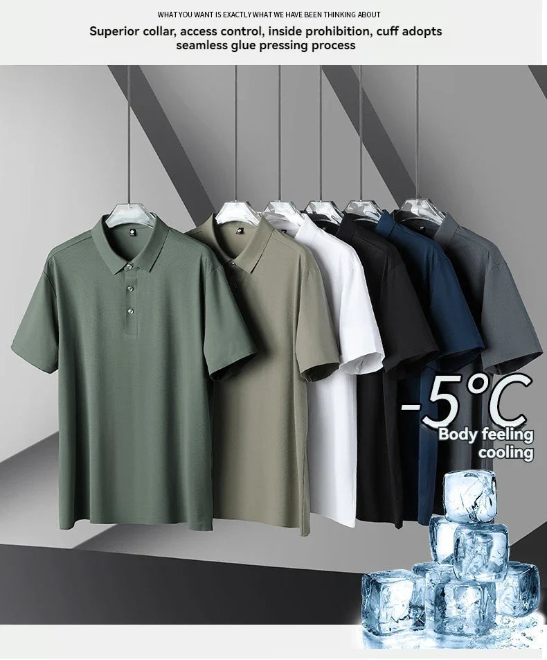 Summer New Ice Silk Quick Drying Couple Short Sleeve T-shirt Comfortable Breathable Lightweight Round Men Outdoor POLO