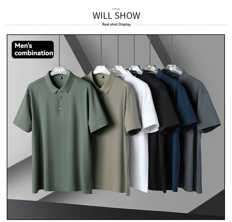 Summer New Ice Silk Quick Drying Couple Short Sleeve T-shirt Comfortable Breathable Lightweight Round Men Outdoor POLO