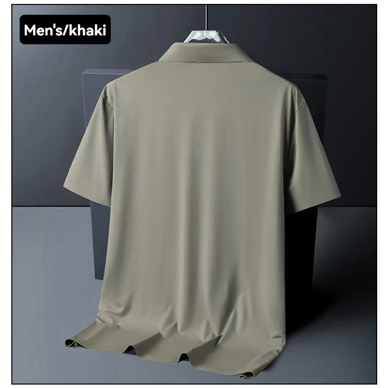 Summer New Ice Silk Quick Drying Couple Short Sleeve T-shirt Comfortable Breathable Lightweight Round Men Outdoor POLO