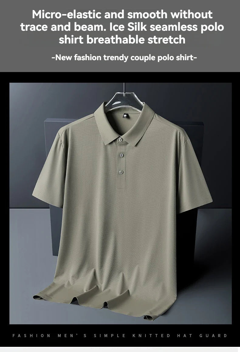 Summer New Ice Silk Quick Drying Couple Short Sleeve T-shirt Comfortable Breathable Lightweight Round Men Outdoor POLO