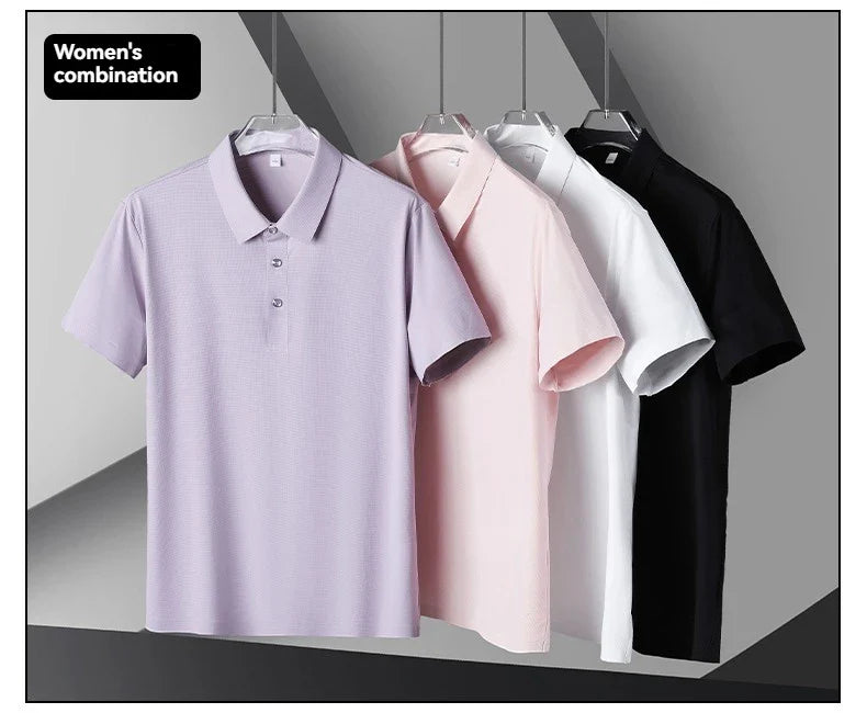 Summer New Ice Silk Quick Drying Couple Short Sleeve T-shirt Comfortable Breathable Lightweight Round Men Outdoor POLO