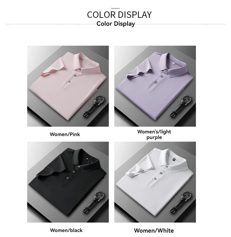 Summer New Ice Silk Quick Drying Couple Short Sleeve T-shirt Comfortable Breathable Lightweight Round Men Outdoor POLO