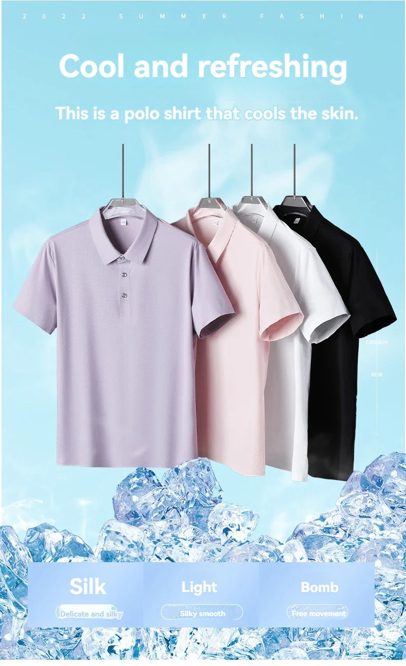 Summer New Ice Silk Quick Drying Couple Short Sleeve T-shirt Comfortable Breathable Lightweight Round Men Outdoor POLO