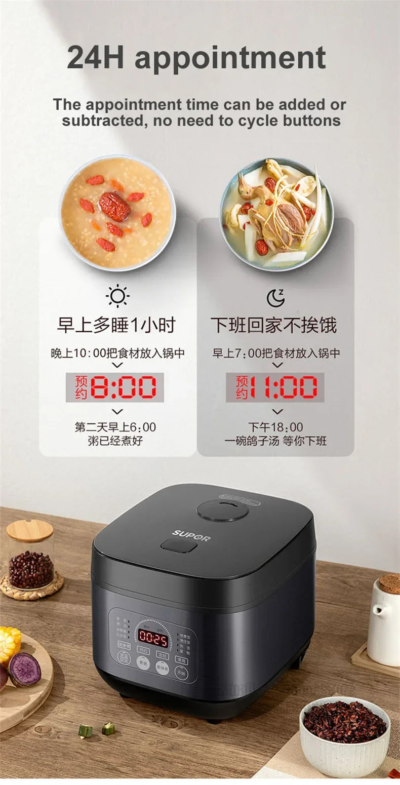 SUPOR 4L Rice Cooker Automatic Household Kitchen Electric Cooking Machine 2-8 People Food Warmer Steamer For Dormitory