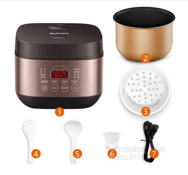 SUPOR 4L Rice Cooker Automatic Household Kitchen Electric Cooking Machine 2-8 People Food Warmer Steamer For Dormitory