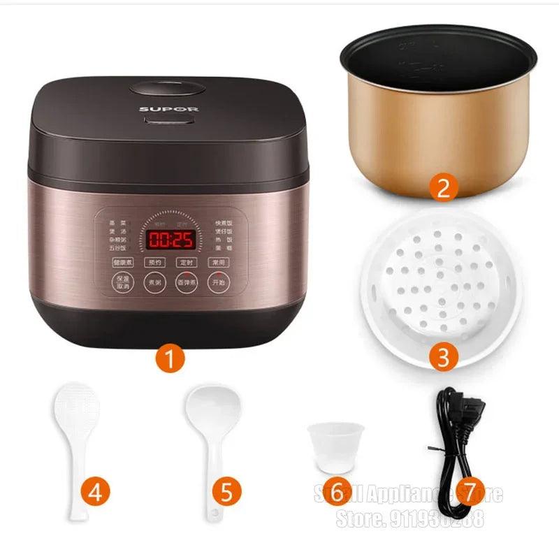 SUPOR 4L Rice Cooker Automatic Household Kitchen Electric Cooking Machine 2-8 People Food Warmer Steamer For Dormitory