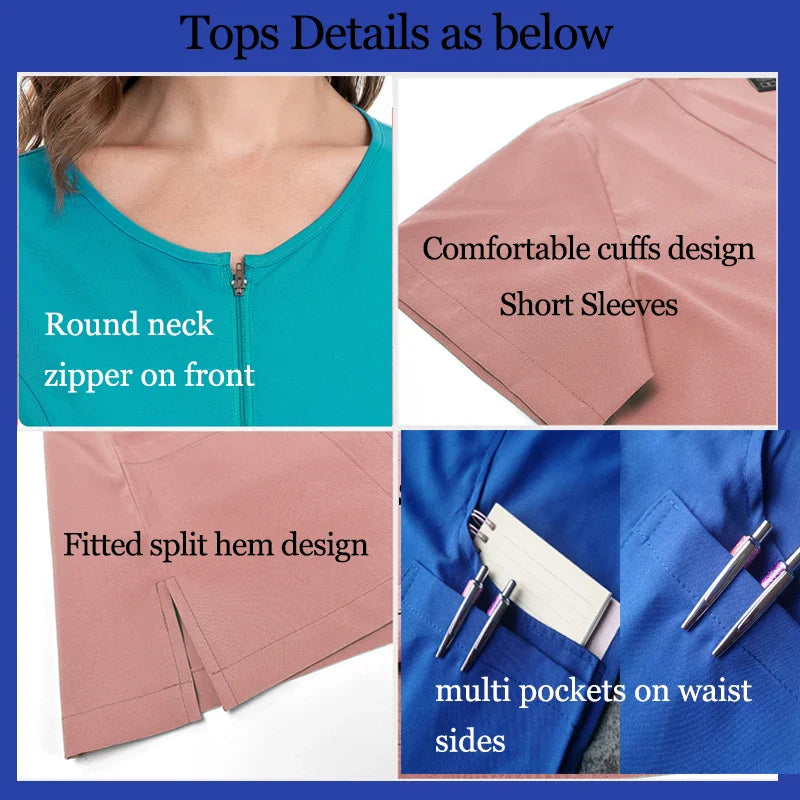 Surgical Uniforms Woman Scrub Set Medical Nurse Beauty Salon Workwear Clinical Scrubs Top + Pant Spa Doctor Nursing