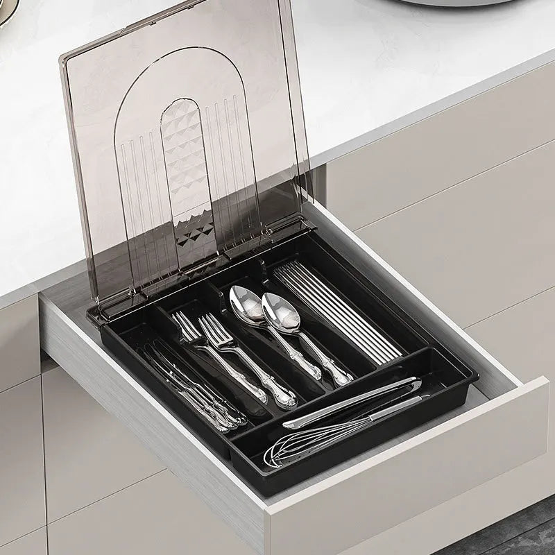 Tableware Storage Box Kitchen Portable Partition Drawer Organizer Spoon Chopstick Box Kitchen Plastic Storage Box