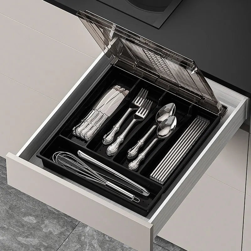 Tableware Storage Box Kitchen Portable Partition Drawer Organizer Spoon Chopstick Box Kitchen Plastic Storage Box