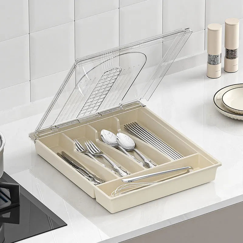 Tableware Storage Box Kitchen Portable Partition Drawer Organizer Spoon Chopstick Box Kitchen Plastic Storage Box