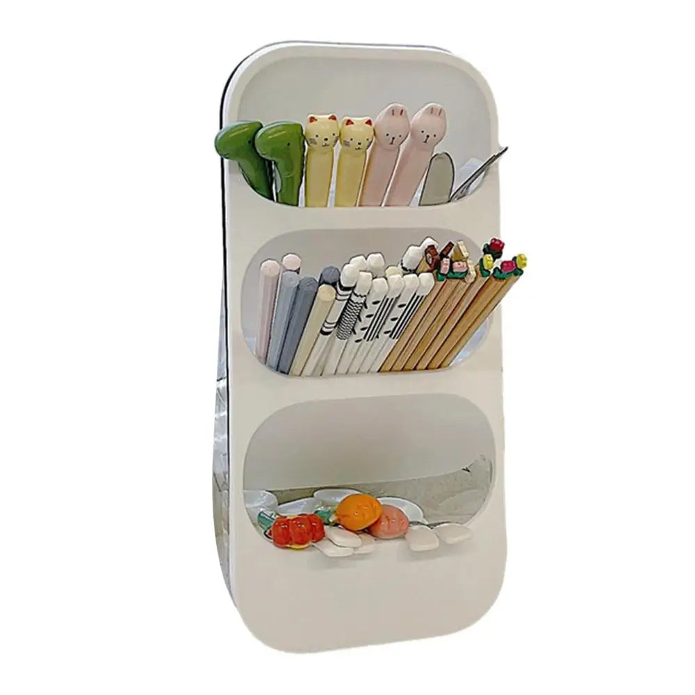 Three-section Slant-insert Design Outdoor Utensil Holder Cutlery Caddy Flatware Spoon Fork Storage Utensil Caddy