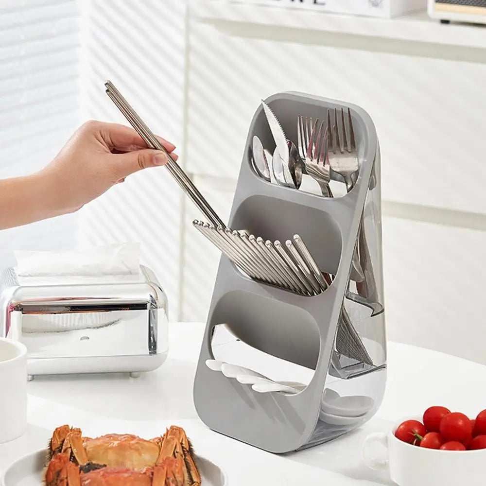 Three-section Slant-insert Design Outdoor Utensil Holder Cutlery Caddy Flatware Spoon Fork Storage Utensil Caddy