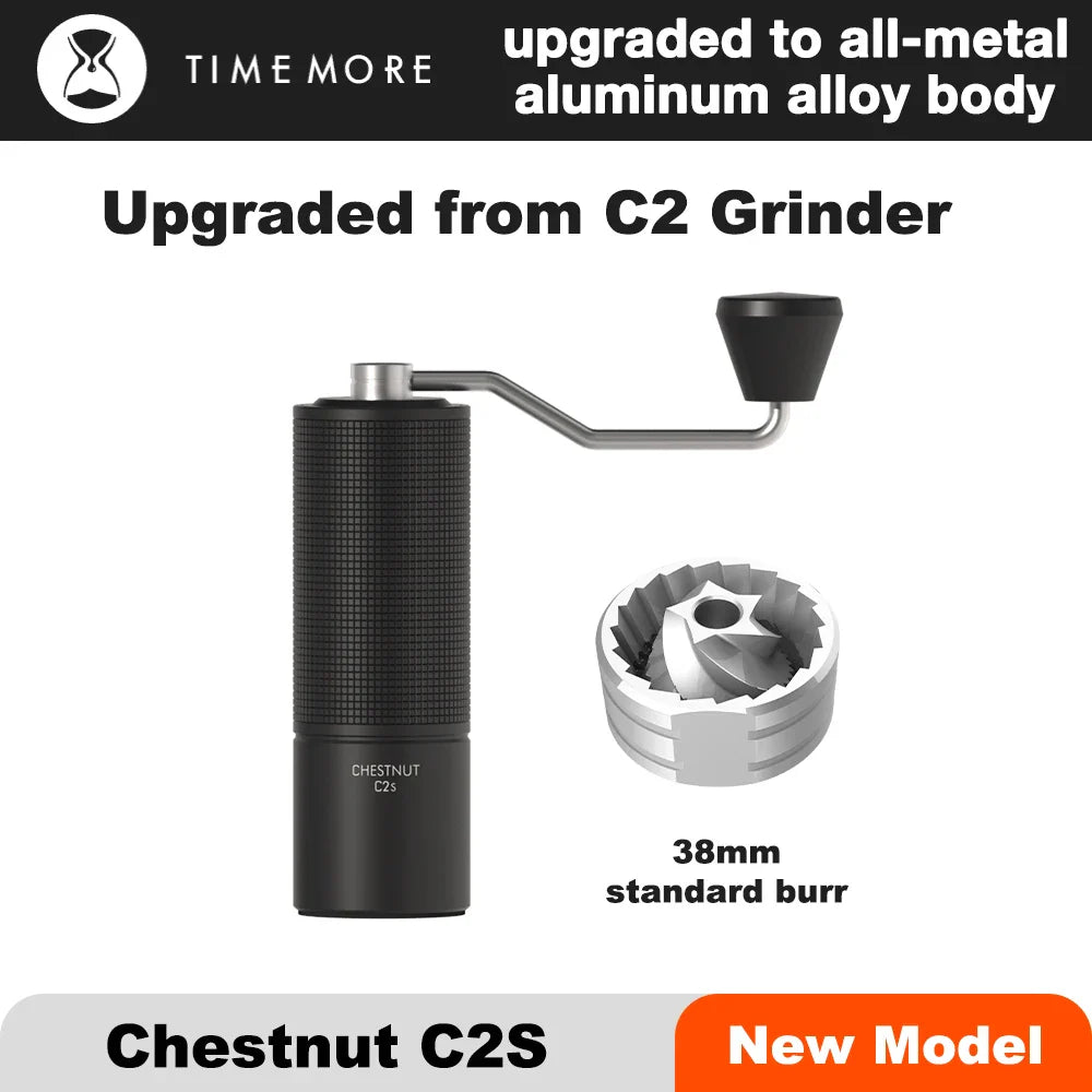 TIMEMORE Chestnut C2S Manual Coffee Grinder New Upgrade Integrated Metal Body Portable Hand Grinder Great For Travel