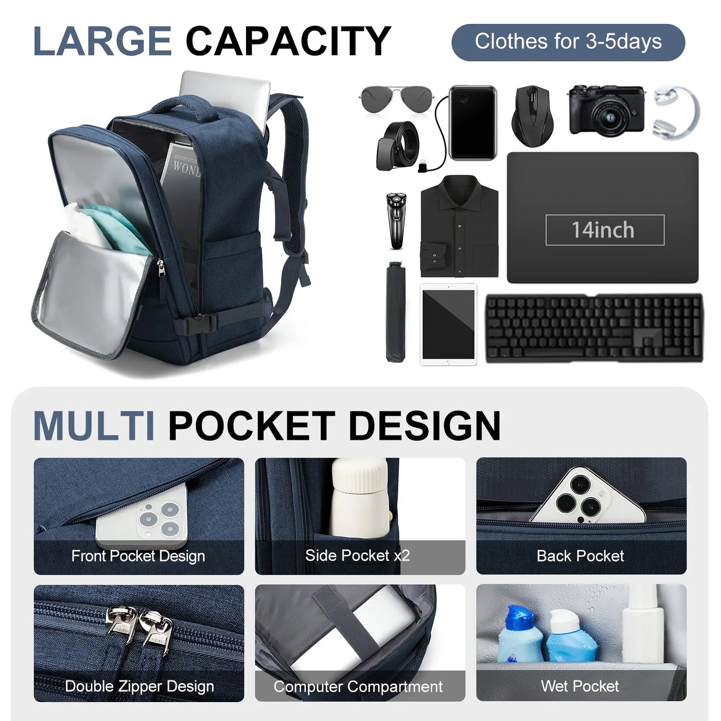 Travel Backpack Short Distance Airplane Ryanair Cabin Bag 40x20x25 Backpack Women Men leisure School Laptop Bag Carry