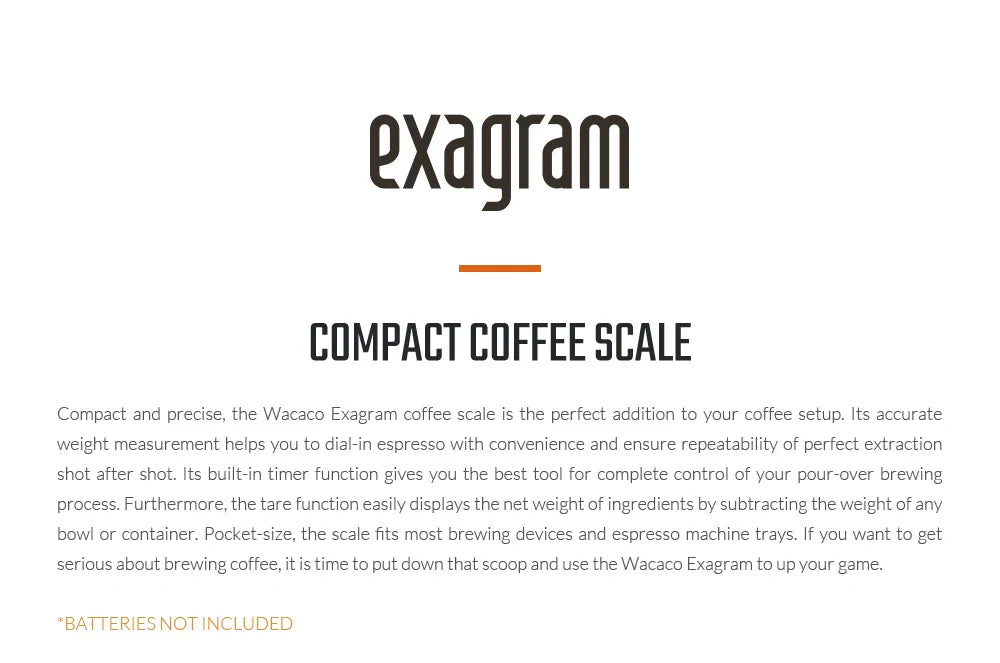 WACACO Exagram Coffee Scale with Timer 0.1g Precise Graduation Portable Pocket Scale with Silicone Pad Batteries