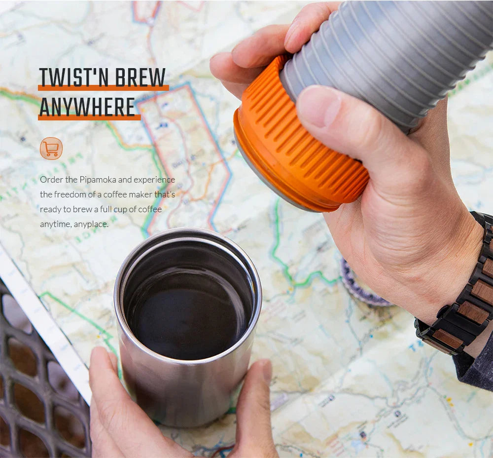 WACACO Pipamoka All-in-one Vacuum Pressured Portable Coffee Maker Insulated Travel Mug Hand Powered and Pressure Brewer