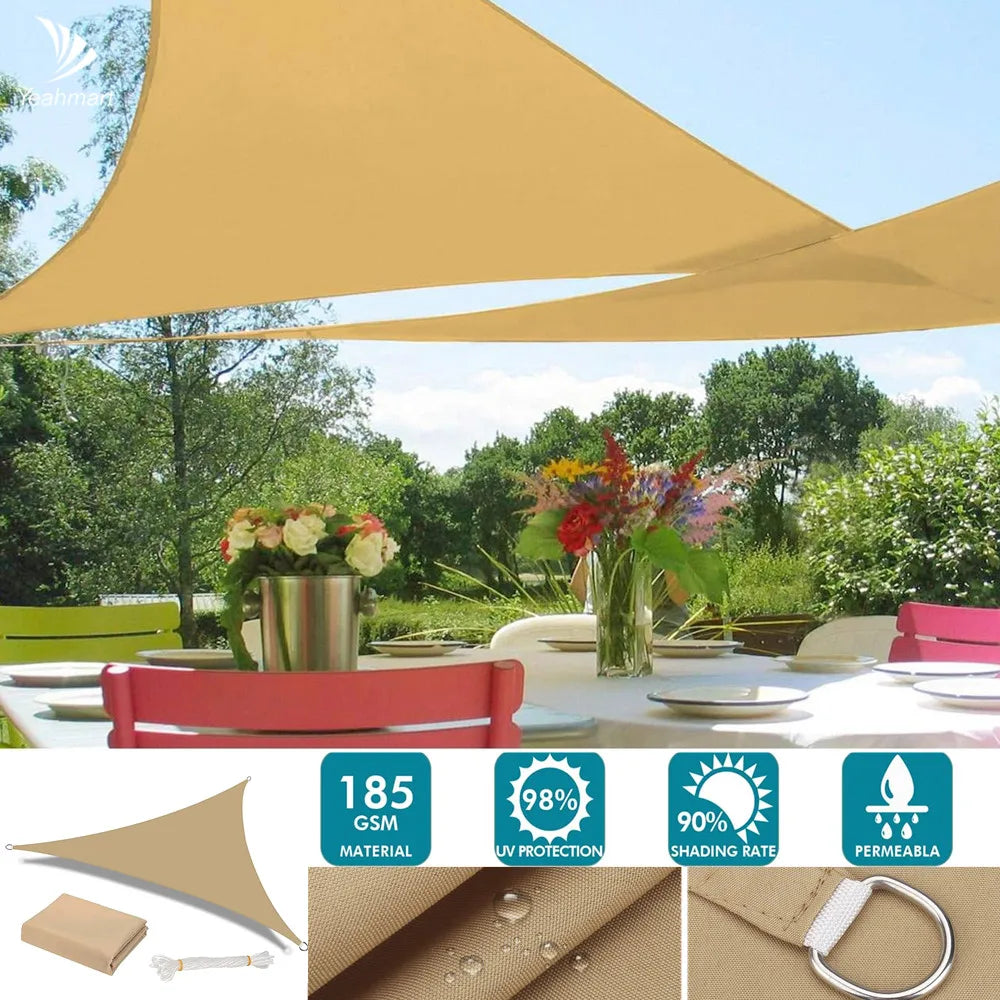 Waterproof Triangle Sun Shade Sail Canopy 98% UV Block Sun Shelters For Outdoor Facility&Activities Backyard Awning