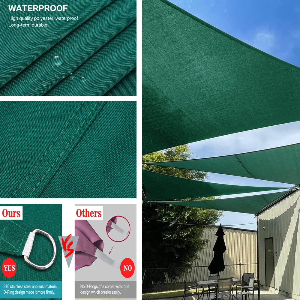 Waterproof Triangle Sun Shade Sail Canopy 98% UV Block Sun Shelters For Outdoor Facility&Activities Backyard Awning