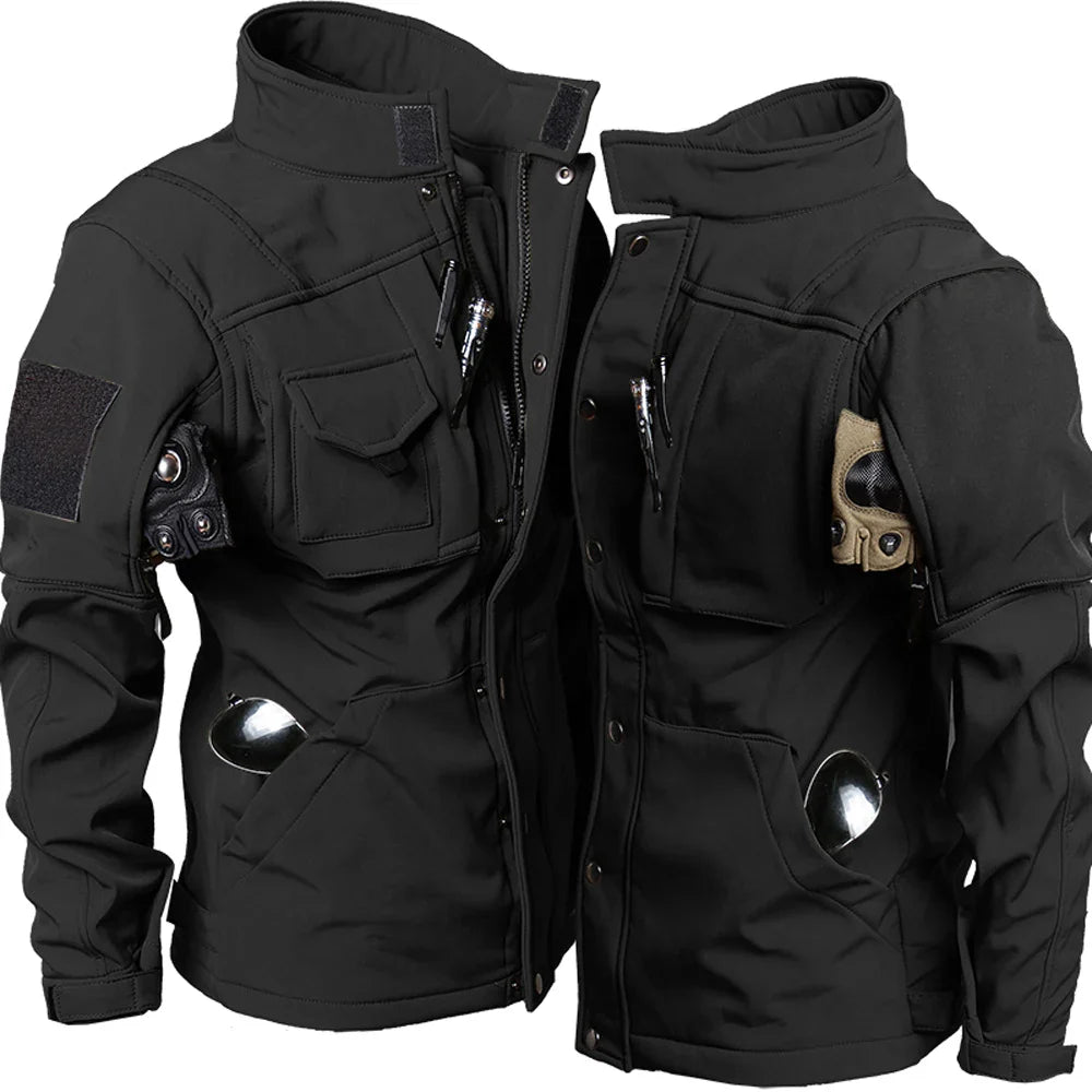 Windproof Waterproof Biker Suit Men Tactical Jacket Pants Sets Winter Shark Skin Soft Shell Uniform Warm Fleece Coats