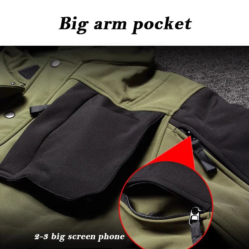 Windproof Waterproof Biker Suit Men Tactical Jacket Pants Sets Winter Shark Skin Soft Shell Uniform Warm Fleece Coats