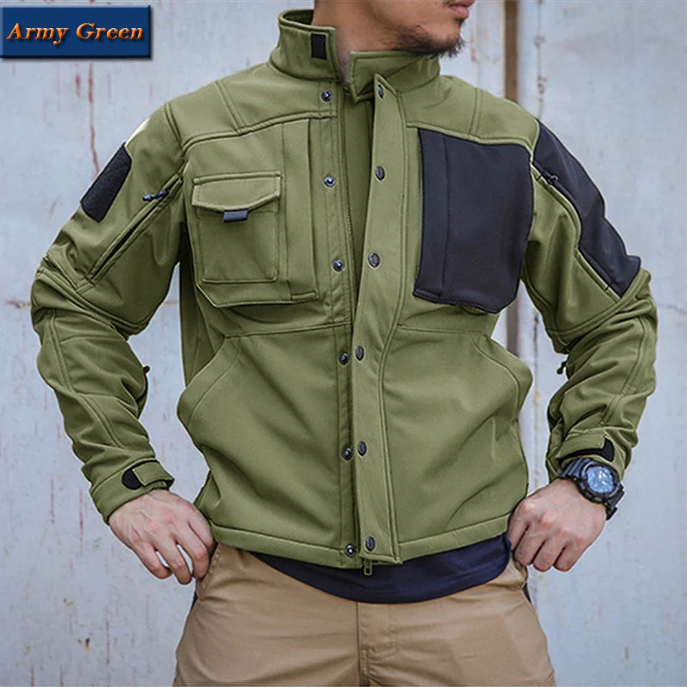 Windproof Waterproof Biker Suit Men Tactical Jacket Pants Sets Winter Shark Skin Soft Shell Uniform Warm Fleece Coats