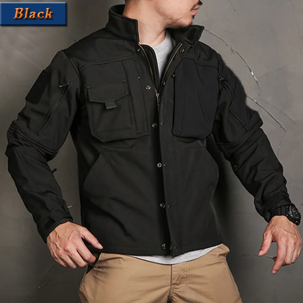 Windproof Waterproof Biker Suit Men Tactical Jacket Pants Sets Winter Shark Skin Soft Shell Uniform Warm Fleece Coats