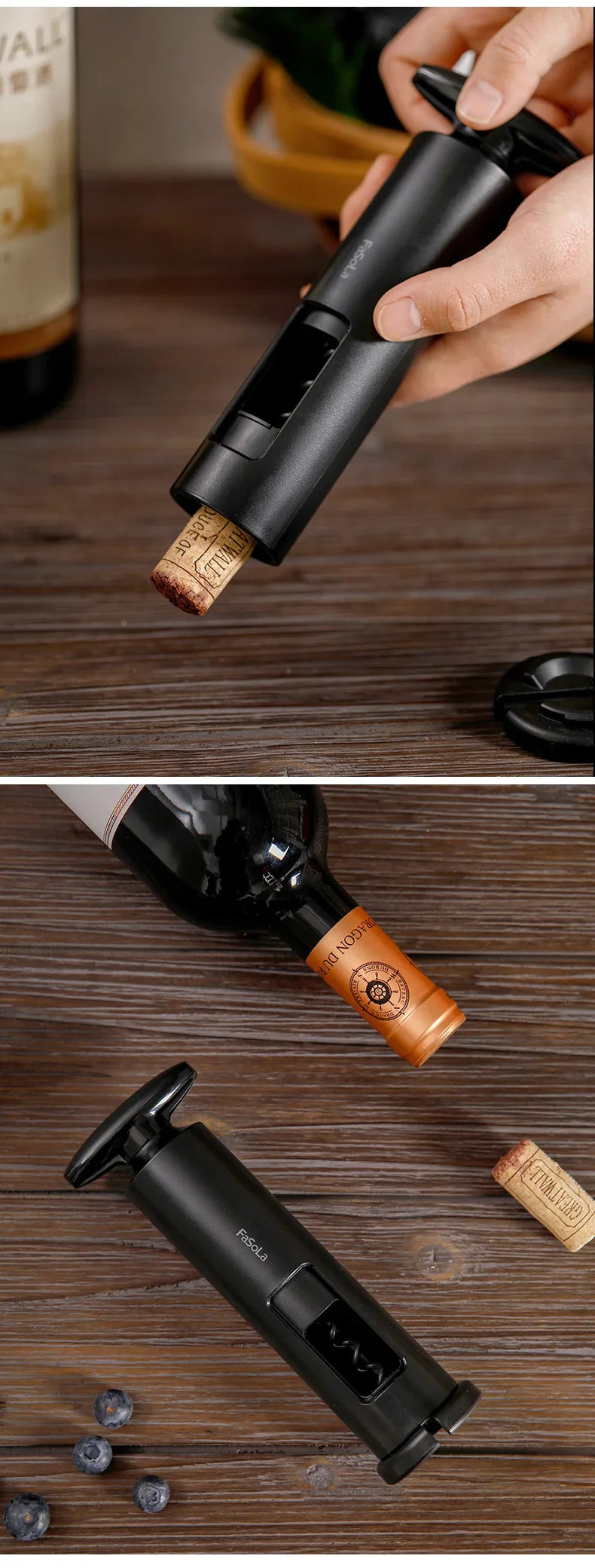 Wine Bottle Opener Multi-Functional Manual Wine Bottle Opener for Household Champagne Bottle Opener Wine Opener - black