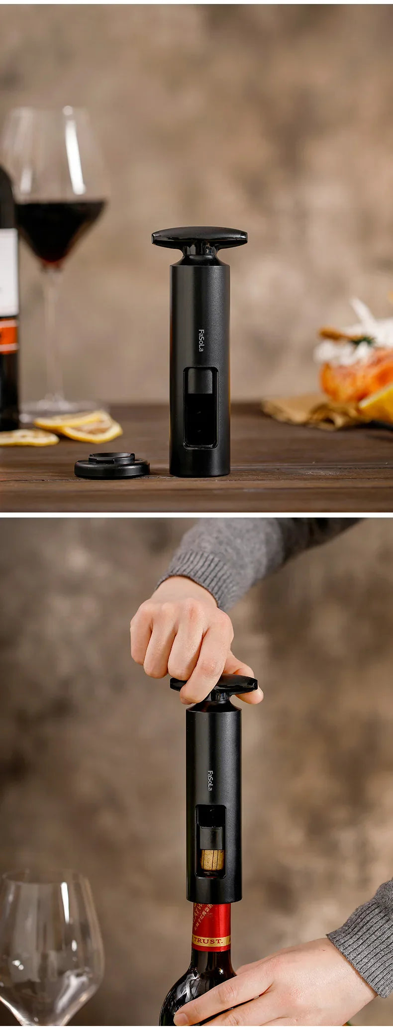 Wine Bottle Opener Multi-Functional Manual Wine Bottle Opener for Household Champagne Bottle Opener Wine Opener - black