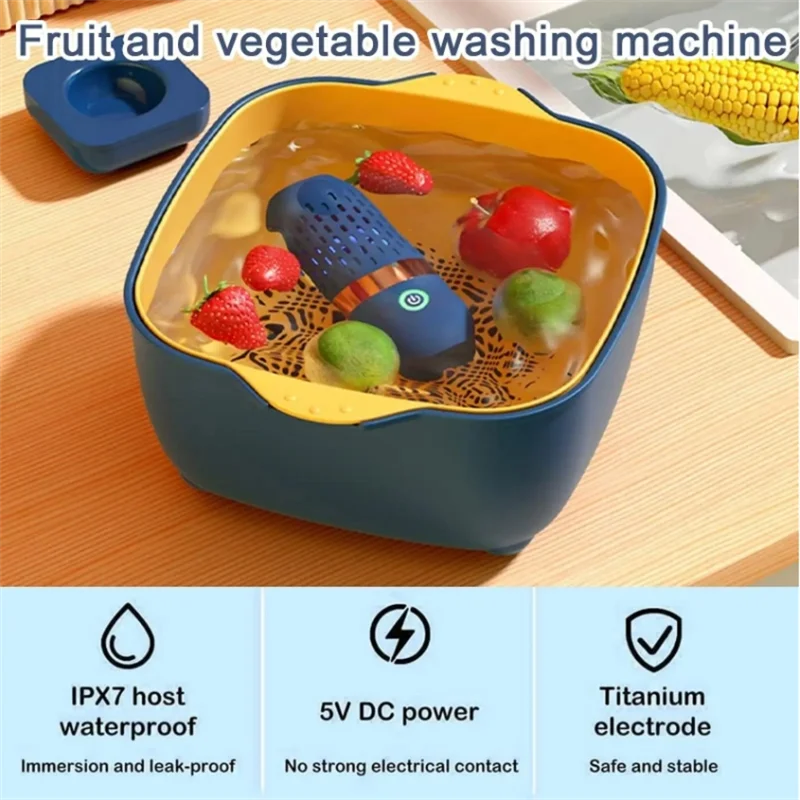 Wireless Fruit Vegetable Washing Machine Protable Capsule Shape Fruit Food Purifier Kitchen Automatic Vegetable Washing