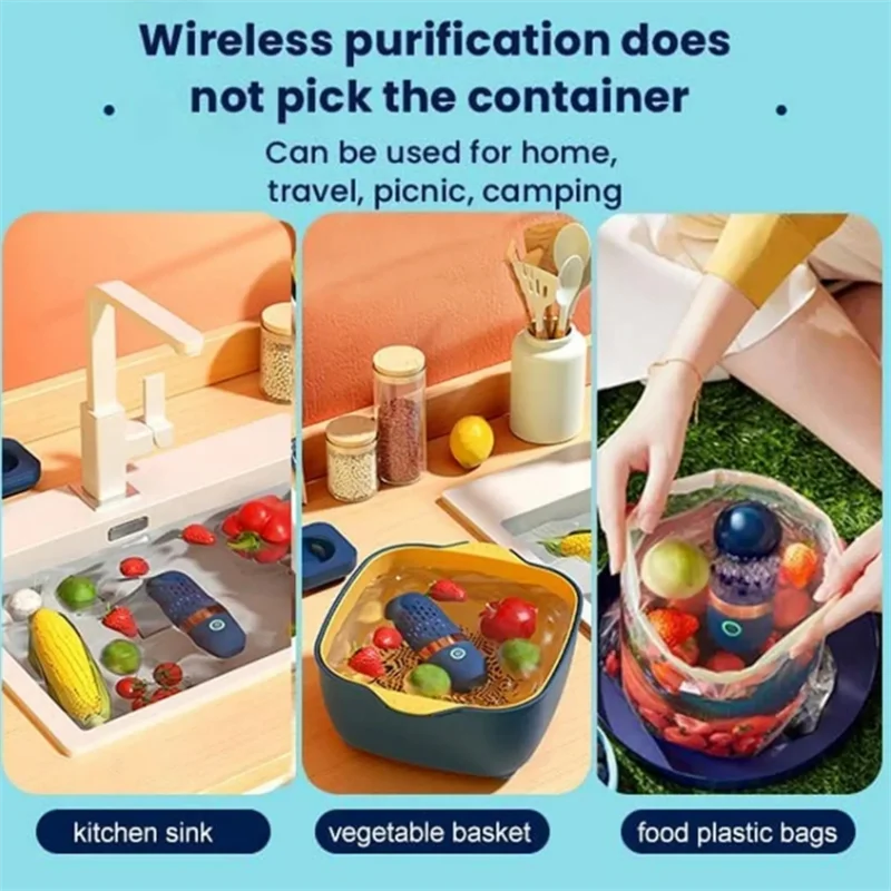 Wireless Fruit Vegetable Washing Machine Protable Capsule Shape Fruit Food Purifier Kitchen Automatic Vegetable Washing