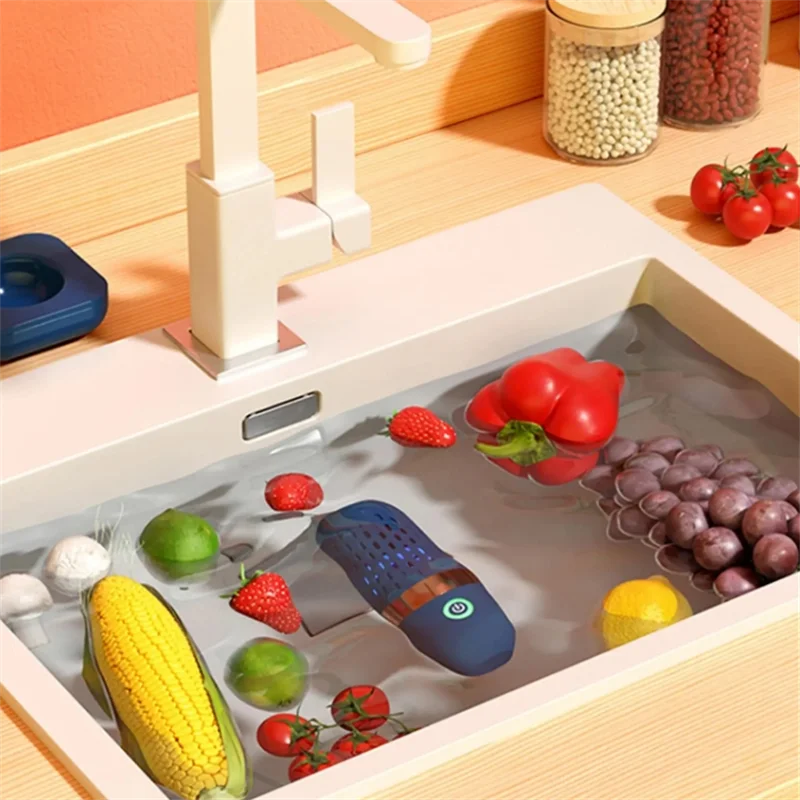 Wireless Fruit Vegetable Washing Machine Protable Capsule Shape Fruit Food Purifier Kitchen Automatic Vegetable Washing