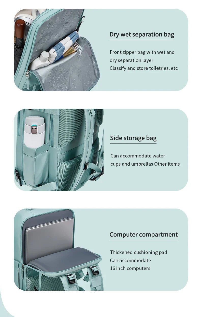 Women Laptop Backpack 15.6inch Teenage girl USB charging school Backpack Independent Shoe bag travel Backpack outdoor