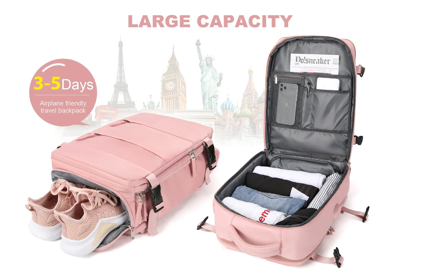 Women Travel Backpack Wizzair Cabin Backpack 40x30x20 Airplane Large Capacity Waterproof Casual Bag Suitcase Laptop