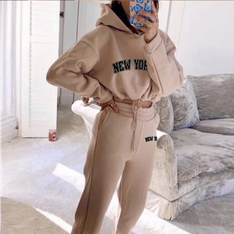 Womens 2 Pieces Suit Hooded Print Pullover Tracksuit Set Drawstring Short Sweatshirts Casual Sweatpants Sports Home