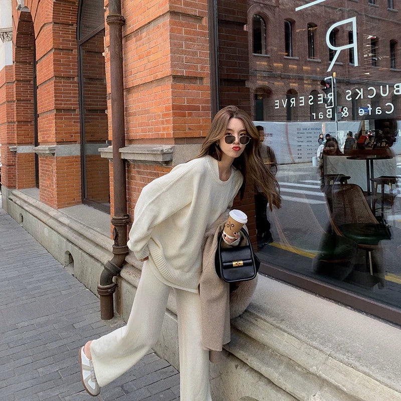 Women’s Autumn and Winter Hong Kong Style Sports Chic Two-Piece Suit