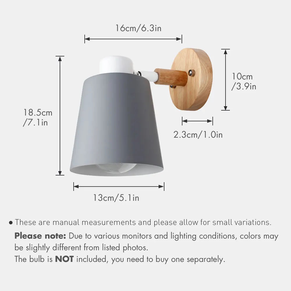 wooden wall lights bedside wall lamp wall sconce modern wall light for bedroom Nordic macaroon 6 color steering head