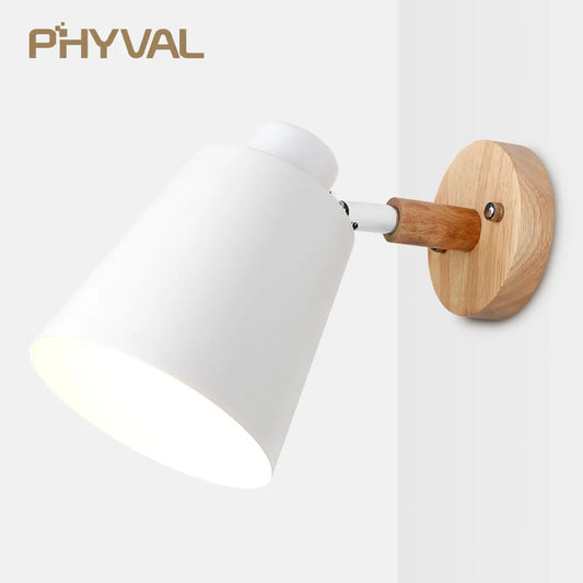 wooden wall lights bedside wall lamp wall sconce modern wall light for bedroom Nordic macaroon 6 color steering head