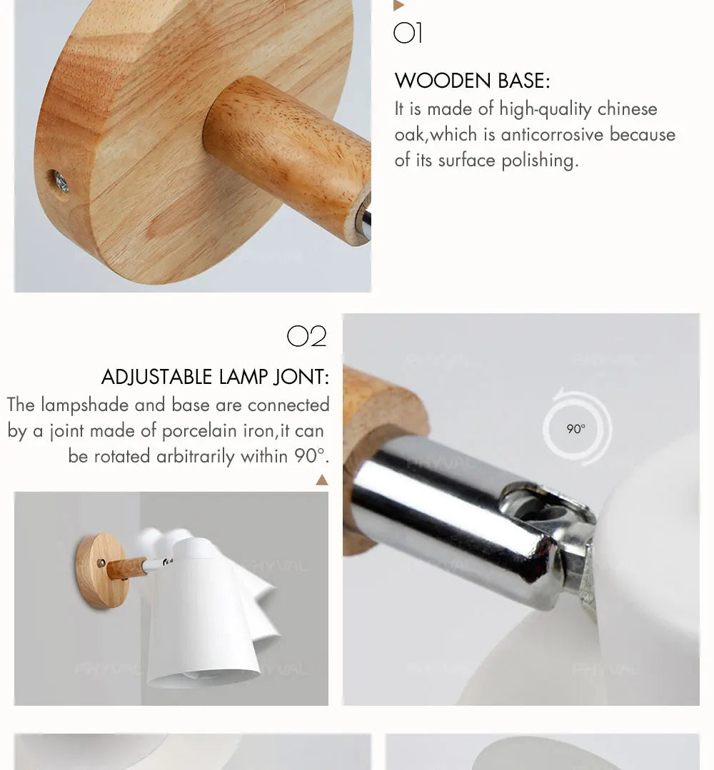 wooden wall lights bedside wall lamp wall sconce modern wall light for bedroom Nordic macaroon 6 color steering head