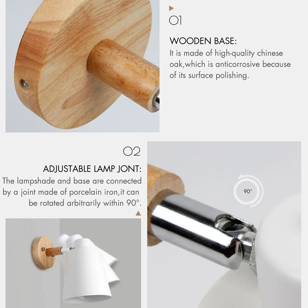 wooden wall lights bedside wall lamp wall sconce modern wall light for bedroom Nordic macaroon 6 color steering head